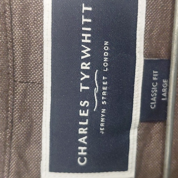 Charles Tyrwhitt Linen Shirt . Color Is Mocha . Size  Large - Picture 2 of 5